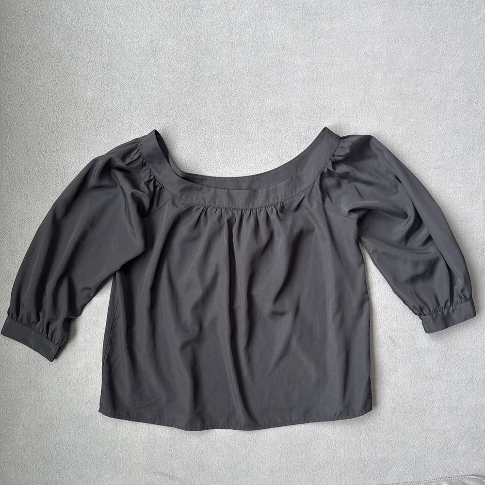 Anthropologie Maeve Blouse Womens Medium Black‎ Off Shoulder Preppy Cocktail Top
